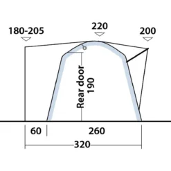 Outwell Milestone Shade Air Drive Away Awning -UK Outdoor Equipment Sales 2024 111093 milestone shade air drawing elevation 4