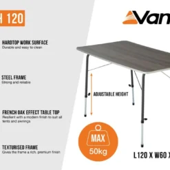 Vango Birch 120 Table -UK Outdoor Equipment Sales 2024 birch 120 infographic medium