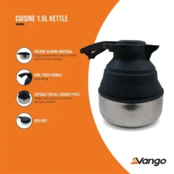 Vango Cuisine 1.5 Ltr Kettle Deep Grey -UK Outdoor Equipment Sales 2024 cuisine 1.5l kettle deep grey low res medium