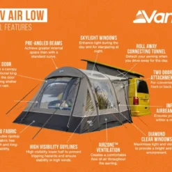 Vango Kela V Low Air Drive Away Awning -UK Outdoor Equipment Sales 2024 kela v air low
