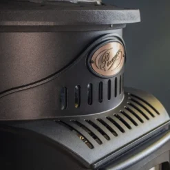 Provence 3kw Portable Gas Heater In Matt Black -UK Outdoor Equipment Sales 2024 provence lifestyle matt black badge close up img 3017