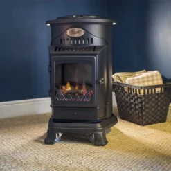 Provence 3kw Portable Gas Heater In Gloss Black -UK Outdoor Equipment Sales 2024 provence lifestyle matt black log set img 3032 2