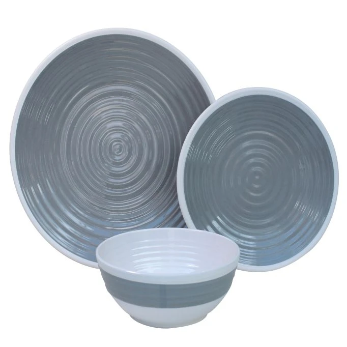 Outdoor Revolution Premium 12pc Melamine Plate And Bowl Set Pastel Grey 2 Outdoor Revolution Premium 12pc Melamine Plate And Bowl Set Pastel Grey - Image 2